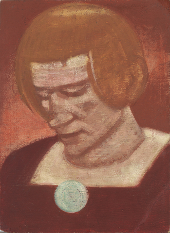 Frauenkopf mit grüner Brosche 1932
