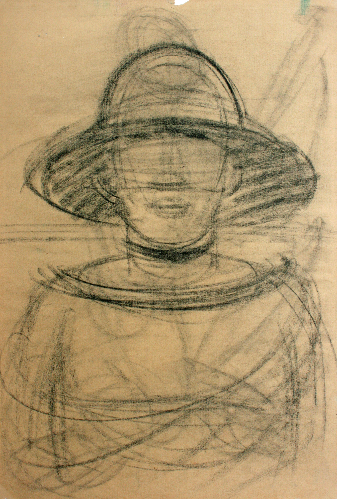 Frau mit rundem Hut, frontal