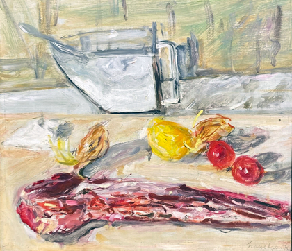 Ernst Hassebrauk: Küchenstilleben mit Salzmäste und Filet, o.J., 1930er Jahre