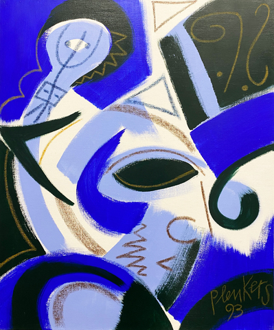 Stefan Plenkers: Kopf mit schwarzem Auge, 1992