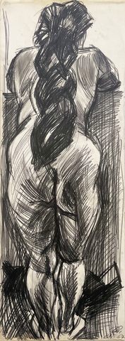 Curt Querner: Rückenakt mit Haarschweif, 1967