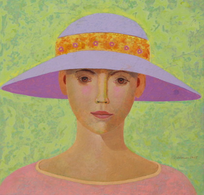 Heinz Rabbow: Frau mit hellblauem Hut, 2025