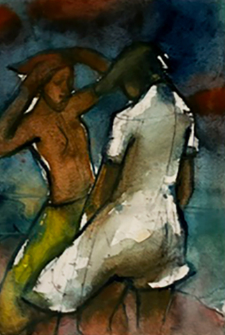 Hans Theo Richter: Zwei Mädchen am Strand, 1951