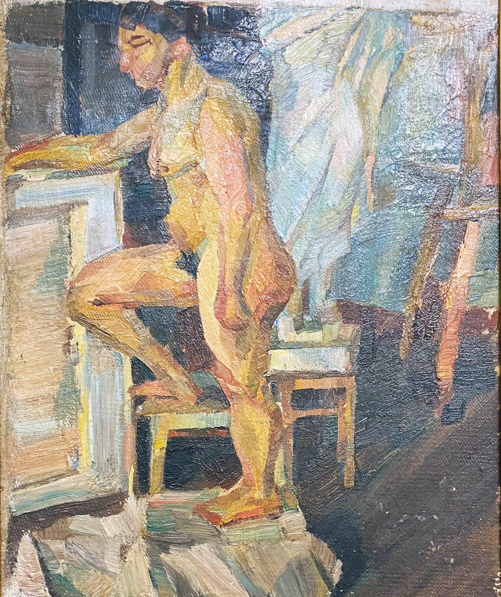 Studie weiblicher Akt vor Staffelei, um 1918