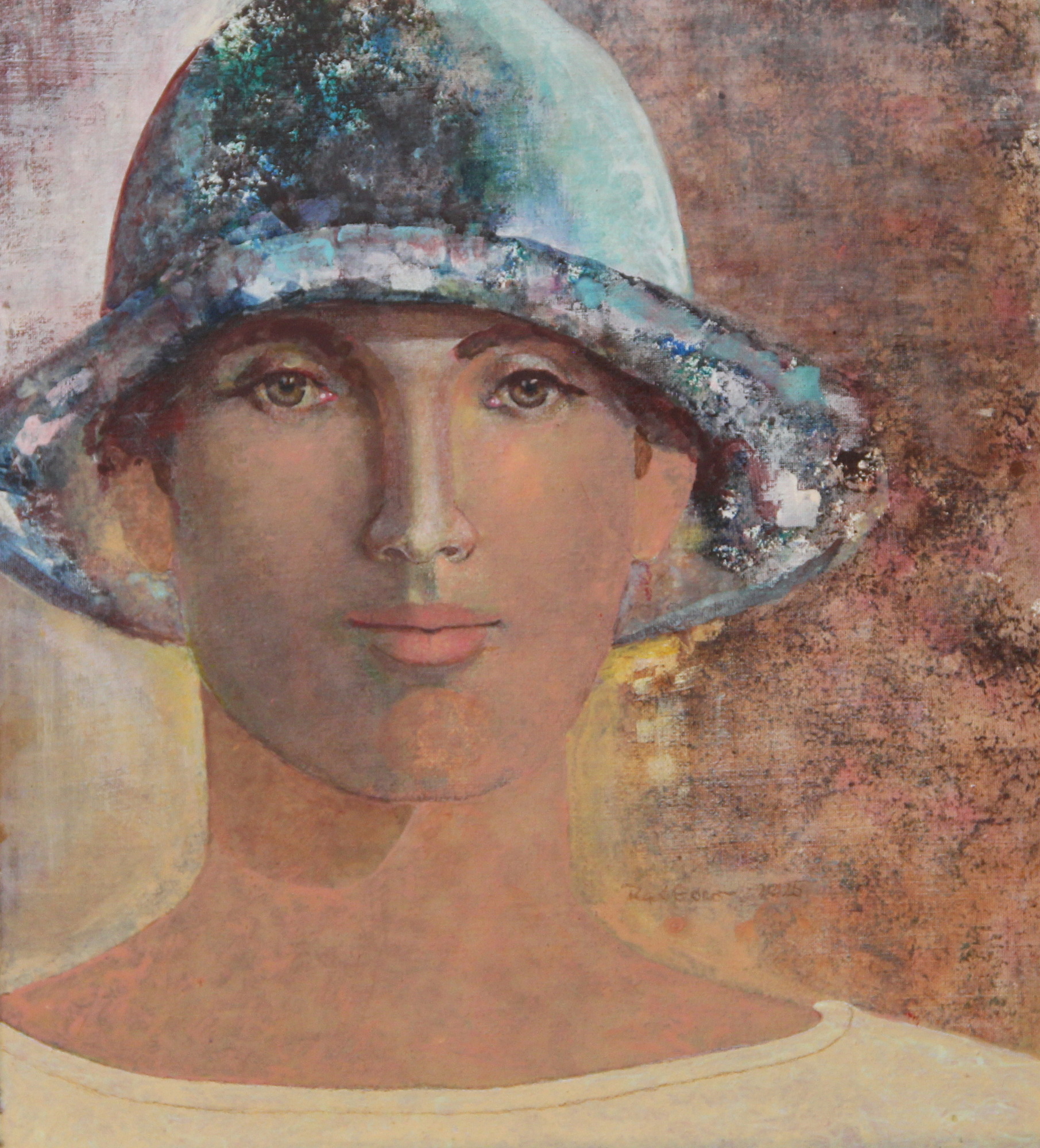 Frau mit blauem Hut