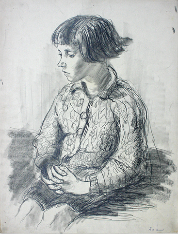 Sitzendes Mädchen mit gefalteten Händen 1927