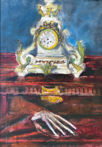 Ernst Hassebrauk: Antike Uhr mit Knochenhand, 1937