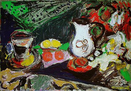 Ernst Hassebrauk: Stilleben mit weißer Kanne Um 1950, 1950