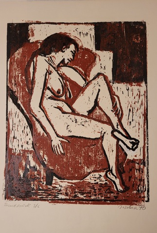 Hans Jüchser: Akt im roten Sessel, 1970
