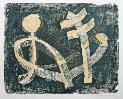 Helmut Schmidt-Kirstein: Ohne Titel (Komposition gelb auf schwarz), 1956