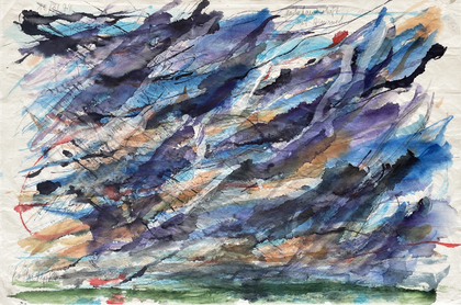 Gerda Lepke: Flache Landschaft mit Himmel, 1994