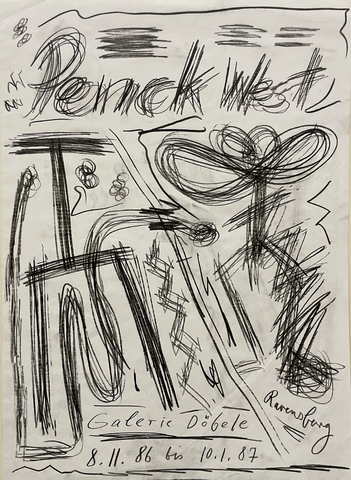 A.R. Penck: Mauersprung (Vorzeichnung zu Ausstellungsplakat), 1986