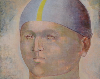 Heinz Rabbow: Schwimmer mit blauer Kappe, 2025