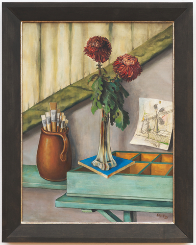 Otto Ritschl: Stillleben mit Blumen und Malutensilien, 1925